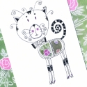 Patchwork Képeslap Cica, Képeslap, album, füzet, Baba-mama-gyerek, Képeslap, levélpapír, Ajándékkísérő, Fotó, grafika, rajz, illusztráció, \"Patchwork\" fantázianevű képeslapjaim eredetijei tussal, színtartó vízfestékkel  és saját készítés..., Meska