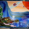 Űrfantázia, Képzőművészet , Otthon, lakberendezés, Dekoráció, Falikép, Üvegművészet, Tegnap? Ma? Holnap? Ki tudja...
33x27 cm-es mozaikkép, üvegből,egyedileg vágva,rétegelt lemezre rag..., Meska