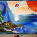 Űrfantázia, Képzőművészet , Otthon, lakberendezés, Dekoráció, Falikép, Üvegművészet, Tegnap? Ma? Holnap? Ki tudja...
33x27 cm-es mozaikkép, üvegből,egyedileg vágva,rétegelt lemezre rag..., Meska