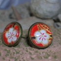 egyedi készítésű fülbevaló - Japán Kollekció, Ékszer, óra, Fülbevaló, Decoupage, szalvétatechnika, Ékszerkészítés, Ezt a fülbevalót japán papír (chiyogami, kézzel készült különleges, bársonyszerű papír, arany kontúr..., Meska