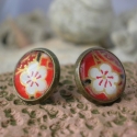 egyedi készítésű fülbevaló - Japán Kollekció, Ékszer, óra, Fülbevaló, Decoupage, szalvétatechnika, Ékszerkészítés, Ezt a fülbevalót japán papír (chiyogami, kézzel készült különleges, bársonyszerű papír, arany kontúr..., Meska