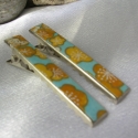 mini aligátor hajcsat párban - Japán kollekció, Ruha, divat, cipő, Hajbavaló, Hajcsat, Decoupage, szalvétatechnika, Papírművészet, Ezeket a kis csatokat virágmintás japán chiyogami papír (arany kontúrokkal) és fém csat alap felhasz..., Meska