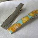mini aligátor hajcsat párban - Japán kollekció, Ruha, divat, cipő, Hajbavaló, Hajcsat, Decoupage, szalvétatechnika, Papírművészet, Ezeket a kis csatokat virágmintás japán chiyogami papír (arany kontúrokkal) és fém csat alap felhasz..., Meska