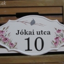 Házszám/utcatábla/névtábla krizantémmal, Otthon, lakberendezés, Utcatábla, névtábla, , Meska