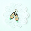 Mayuko - kokeshi babás fülbevaló, naracs-menta, Ékszer, óra, Fülbevaló, Ékszerkészítés, Fotó, grafika, illusztráció, Kokeshi babás fülbevaló. Bőr alapra készült, digitális grafikával.

Menta színű üveg harangvirággal ..., Meska