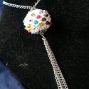 Színesi csillogás - swarovski gömb, Ékszer, óra, Ékszerszett, Egy 20 mm-es fagolyót borítottam be japán kásagyöngyökkel és swarovski bicone-okkal.

Szín: több, mi..., Meska