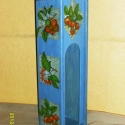 Őszi Kék boros doboz , Férfiaknak, Konyhafelszerelés, Otthon, lakberendezés, Dekoráció, Decoupage, szalvétatechnika, Festett tárgyak, Ezt a felcsúsztatható előlappal rendelkező bortartó dobozt szürkéskék színűre festettem, majd őszi b..., Meska