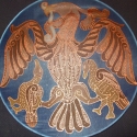 Turulmadár (selyem mandala), Magyar motívumokkal, Képzőművészet , Férfiaknak, Dekoráció, Selyemfestés, Festészet, A képet feszített körselyemre festettem, melynek mérete: 25cm.

Drót pereménél fogva lehet egy kis s..., Meska