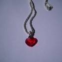 Piros Swarovski szív ezüst gyöngy láncon, Ékszer, óra, Nyaklánc, Gyöngyfűzés, Helyes kis szivecskés lánc. 
A swarovski szív medál 10*10,5 mm-es. Siam-piros színű. A lánc része g..., Meska