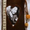 A " Lezser-sportos " Kenau Reeves Iphon tartó, Sötétbarna filcből, Keanu Reeves fotójával é...
