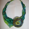 Zöldek,kékek,sárgák játéka nyakékszer (selyem--organza), Ékszer, óra, Ruha, divat, cipő, Bross, kitűző, Nincs pénzed új ruhára,  meguntad a régit?Itt a megoldás!:))Hasonló megrendelhető! Egy ilyen nyakéks..., Meska