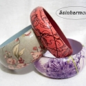 RENDELHETŐ! Virágos karkötő, Ékszer, óra, Ruha, divat, cipő, Karkötő, Decoupage, szalvétatechnika, Festett tárgyak, A képeken látható fa karkötő már gazdára talált, azonban,ha Te is szeretnél ilyet vagy ehhez hasonló..., Meska