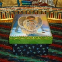 Angyalka kiscicával, Baba-mama-gyerek, Dekoráció, Otthon, lakberendezés, Tárolóeszköz, Decoupage, szalvétatechnika, 14,5*11*7,5 cm-es fa dobozkát decoupage-oltam. Levehető tetejű kis dobozka. Az alját kék alapon virá..., Meska