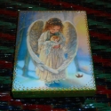 Angyalka kiscicával, Baba-mama-gyerek, Dekoráció, Otthon, lakberendezés, Tárolóeszköz, Decoupage, szalvétatechnika, 14,5*11*7,5 cm-es fa dobozkát decoupage-oltam. Levehető tetejű kis dobozka. Az alját kék alapon virá..., Meska
