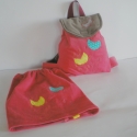 Pink kordbársony hátizsák szoknya szett, Baba-mama-gyerek, Ruha, divat, cipő, Gyerekruha, Gyerek (4-10 év), Varrás, Igazi tavaszi darabot készítettem, egy kis pink hátizsákot szürke korddal kombinálva, tulipán applik..., Meska
