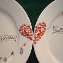 Meglepetés készlet, Konyhafelszerelés, Dekoráció, Kerámia, Porcelán alapra festett névre szóló katicás-lepkés szett esküvőre,eljegyzésre vagy házassági évfordu..., Meska