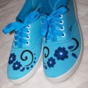 Blueshoe - kézzel festett cipő, Ruha, divat, cipő, Képzőművészet , Cipő, papucs, , Meska