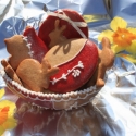 Húsvéti mézeskalács kosár, Dekoráció, Húsvéti mindenféle, Mézeskalácssütés, A tavaszt várva jó érzés ajándékozni. De mit adjunk? Íme egy kedves ajándék, szívnek, szemnek, orrna..., Meska