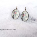 Paris vintage fülbevaló, Ékszer, óra, Fülbevaló, Ékszerkészítés, Decoupage, szalvétatechnika, Elegáns vintage fülbevaló, különleges, próbabát,madárkát, virágot ábrázoló romantikus képpel. Franci..., Meska