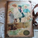  csodás vintage hangulat, Képeslap, album, füzet, Jegyzetfüzet, napló, naptár, Decoupage, szalvétatechnika, Rendelésre készítettem egy noteszt melyre saját gyermekkori fényképet kértek. A5- ös méretben szép r..., Meska