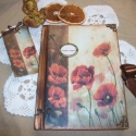 Pipacsos füzet, notesz könyvjelzővel, Férfiaknak, Képeslap, album, füzet, Jegyzetfüzet, napló, naptár, Decoupage, szalvétatechnika, Rendelésre készítek noteszeket, füzeteket, receptkönyveket.
50 lapos , egyedileg köttetett A5-ös füz..., Meska
