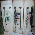 Vintage ékszertartó paraván , Ékszer, óra, Otthon, lakberendezés, Ékszertartó, Nyaklánc, Decoupage, szalvétatechnika, Rendelésre készítek nagy 3 részes fa vintage ékszertartó paravánt 6 díszes  gombbal. A minták válasz..., Meska