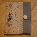 Textil füzetborító (kék ég 01.), Képeslap, album, füzet, Jegyzetfüzet, napló, naptár, Varrás, Újrahasznosított alapanyagból készült termékek, Remek ajándék lehet ez a A/5-ös méretű, 80 lapos spirálfüzetre készült textilborító, melybe tetszés ..., Meska