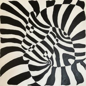 Vasarely nyomában: zebrák, Művészet, Festmény, Akril, Festészet, 40*40 cm feszített vászonra készült gyakorló akrilfestményem., MESKA
