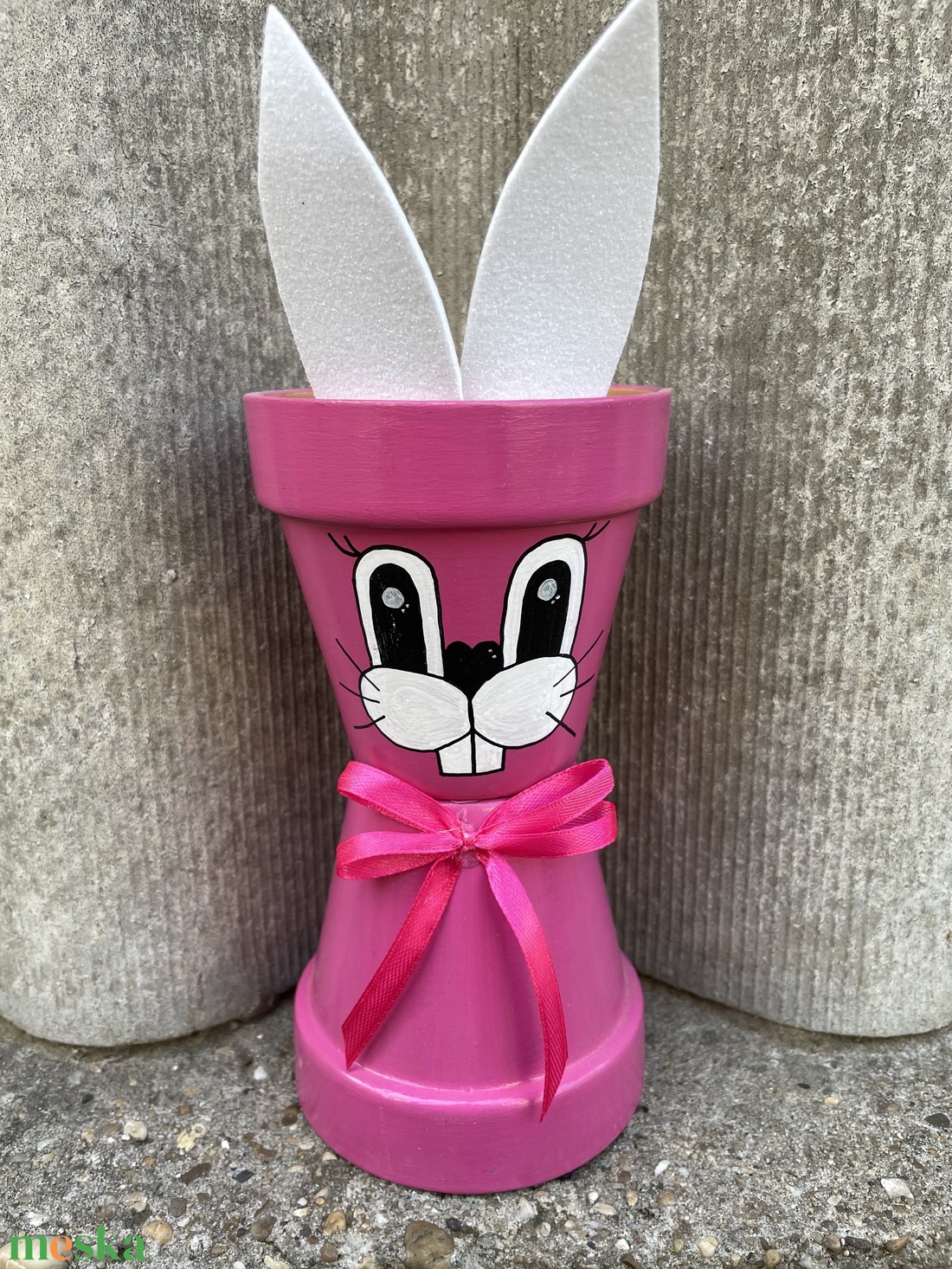 Húsvéti cserépnyuszi, cserépfigura - otthon & életmód - dekoráció - virágdísz és tartó - cserép & kaspó - Meska.hu