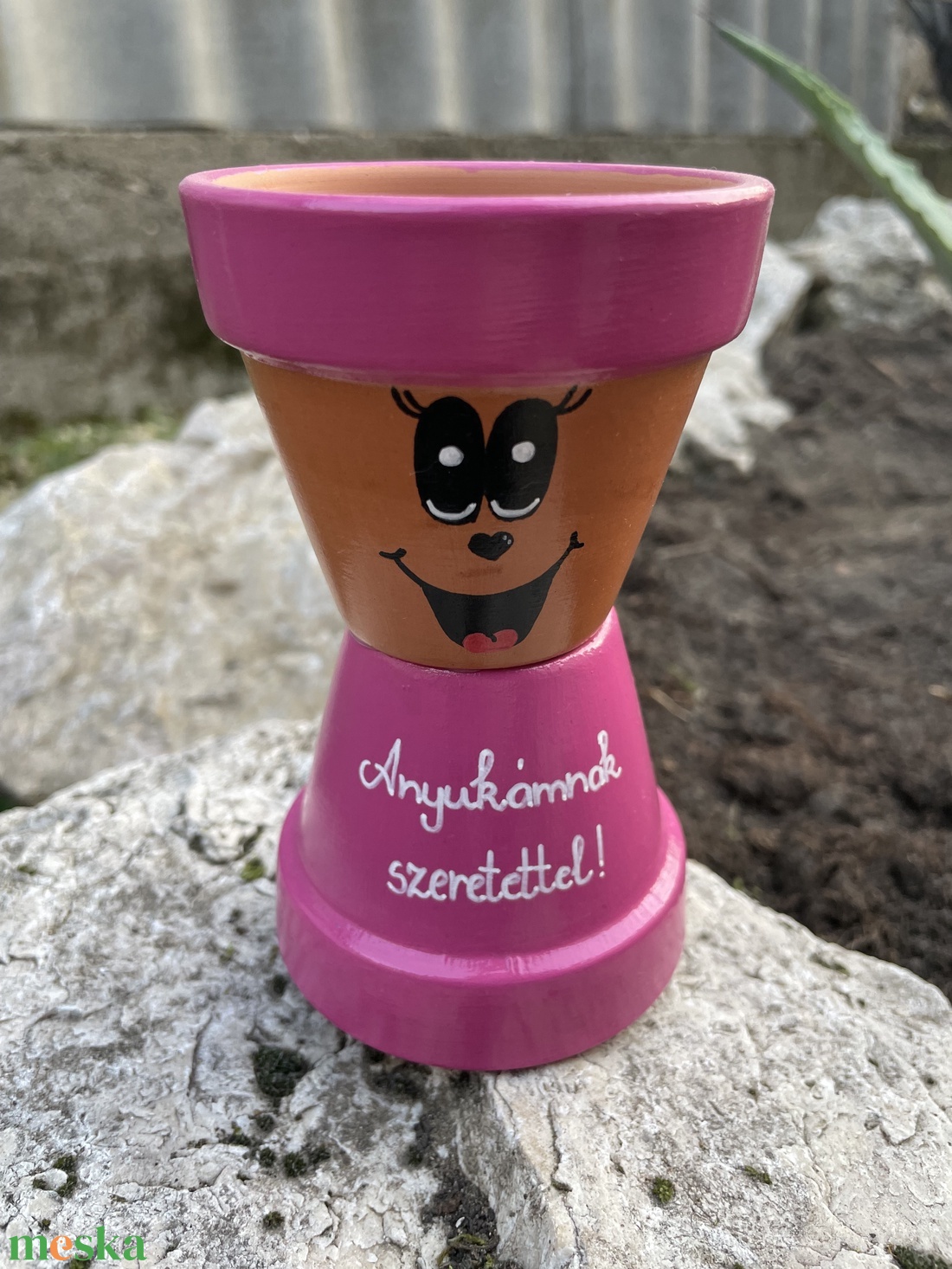 Cserépfigura - Anyukámnak szeretettel! - otthon & életmód - dekoráció - virágdísz és tartó - cserép & kaspó - Meska.hu