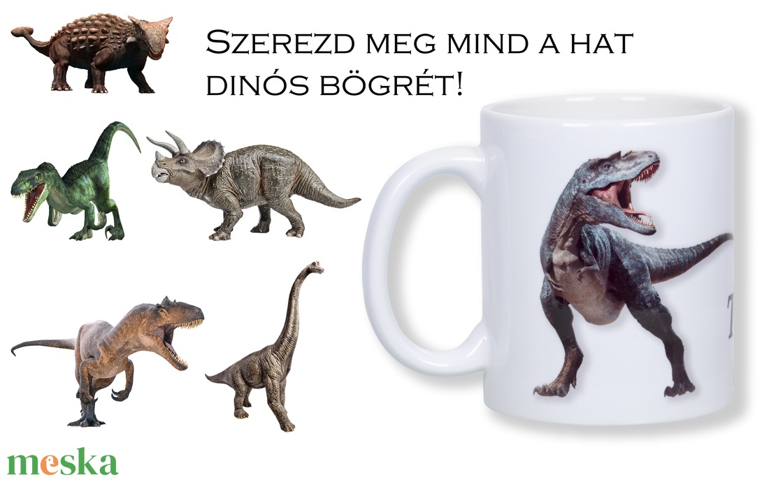 Dínós bögre - otthon & életmód - konyhafelszerelés, tálalás - tálalás - bögre & csésze - Meska.hu