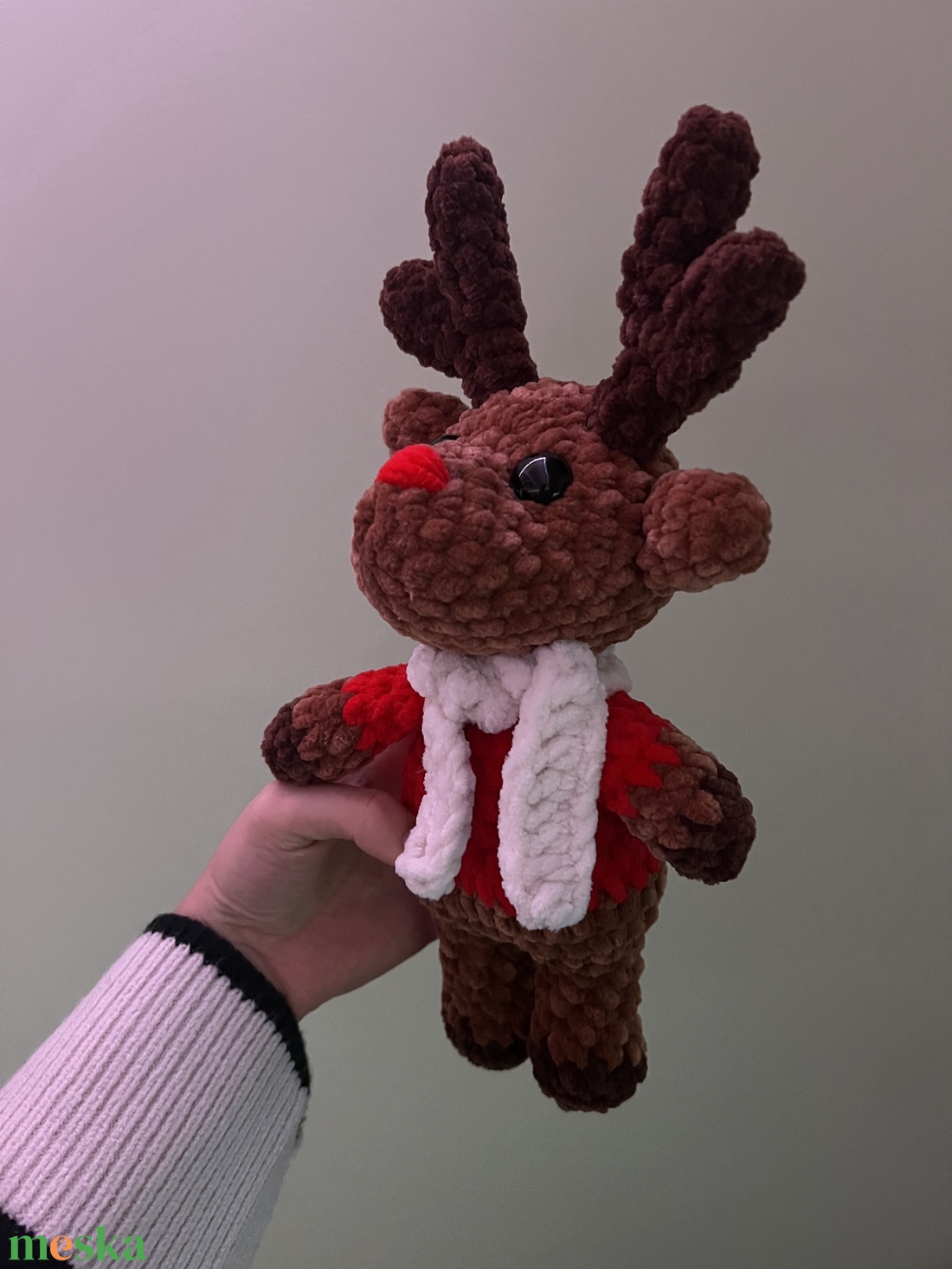 Rudolf, a piros orrú szarvas - játék & sport - plüssállat & játékfigura - más figura - Meska.hu