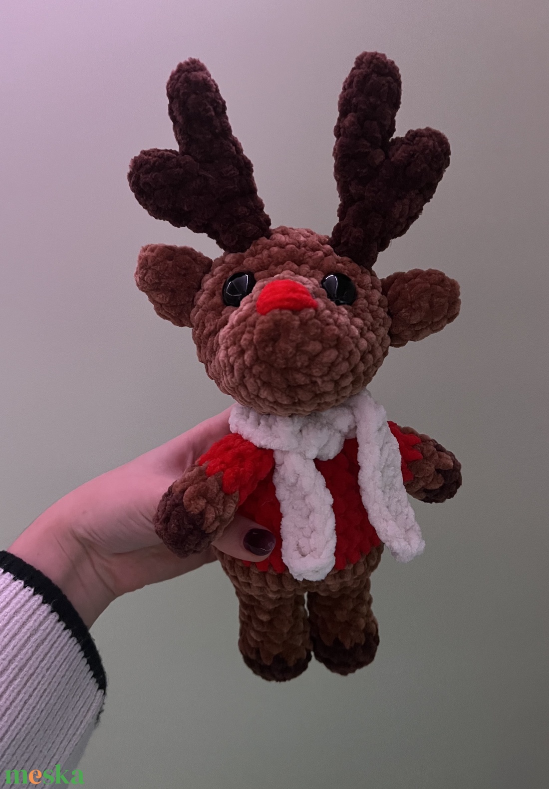 Rudolf, a piros orrú szarvas - játék & sport - plüssállat & játékfigura - más figura - Meska.hu