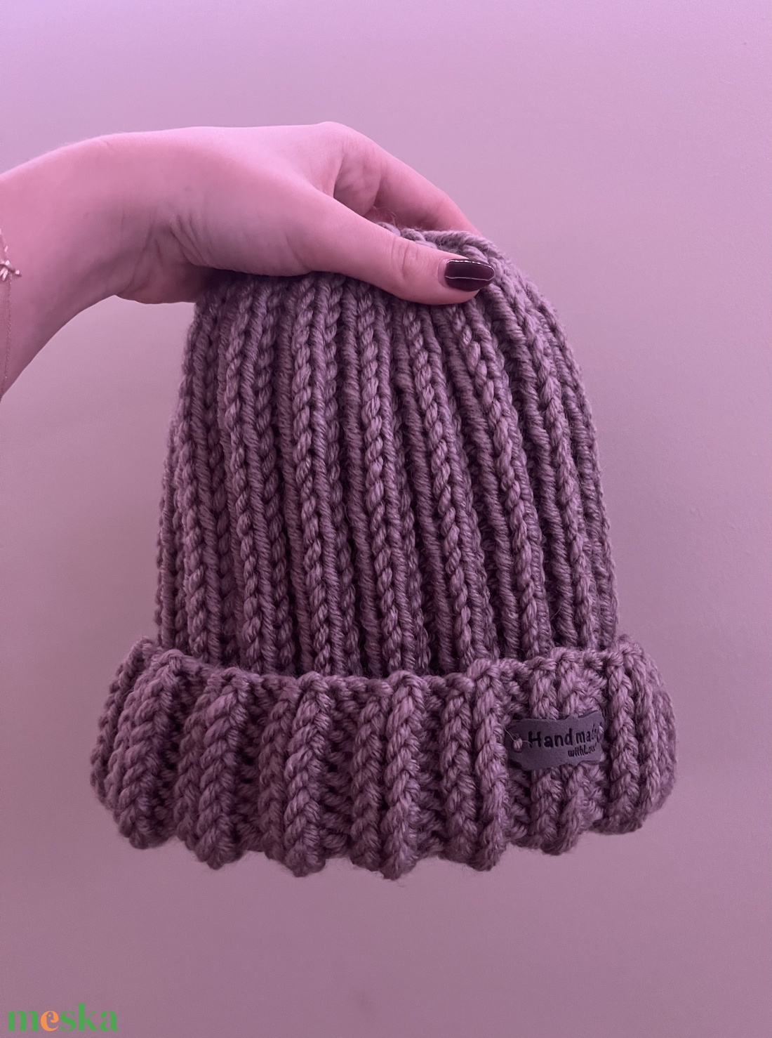 Kötött gyapjú chunky sapi - ruha & divat - sál, sapka, kendő - sapka - Meska.hu