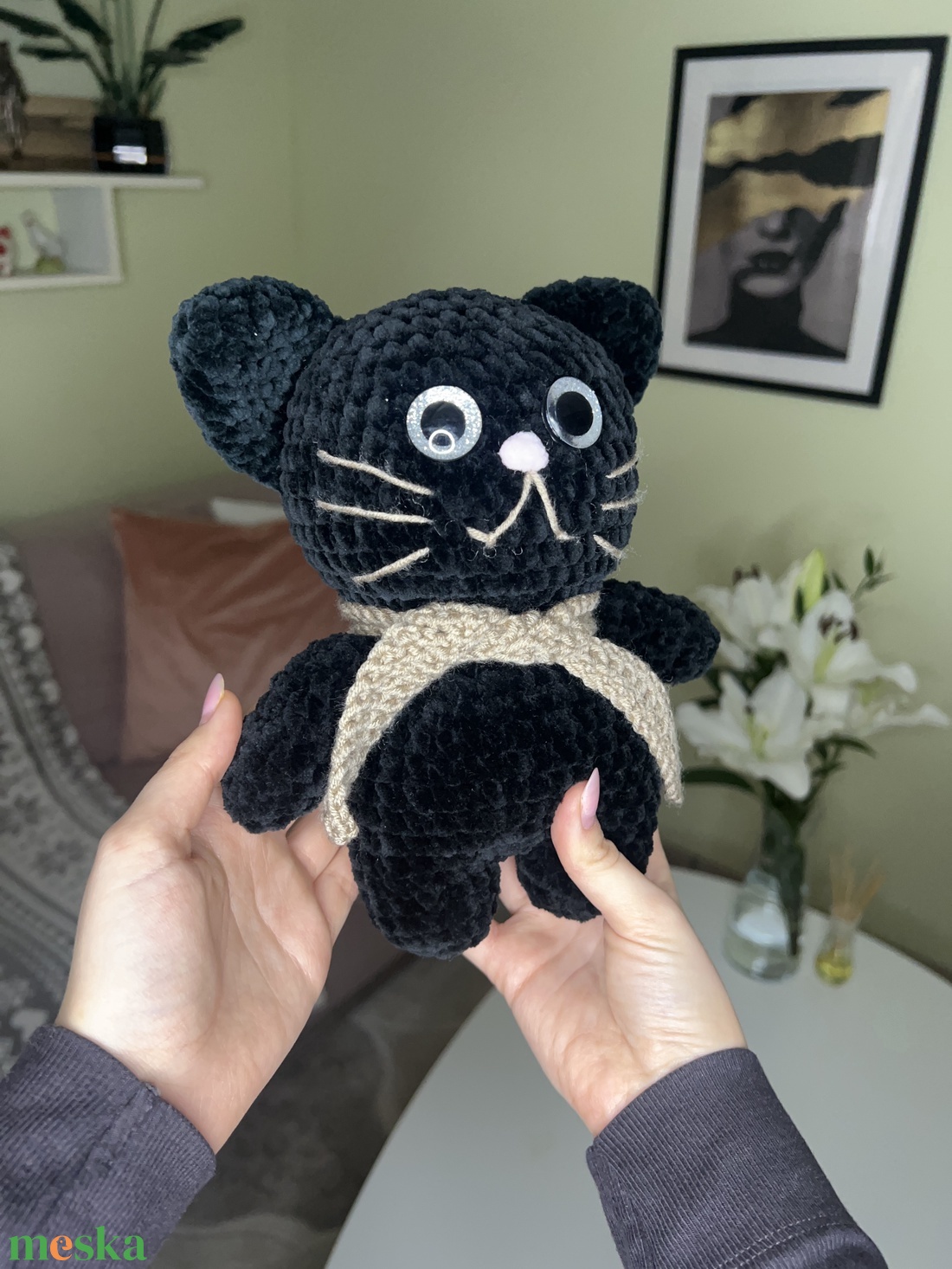 Fekete cicus - játék & sport - plüssállat & játékfigura - cica - Meska.hu