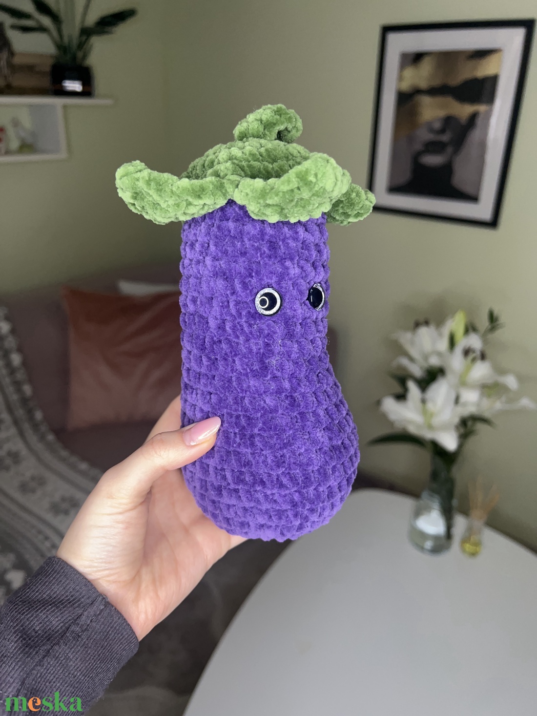 Padlizsán plüss - játék & sport - gyerekkonyha - játék gyümölcsök és zöldségek - Meska.hu