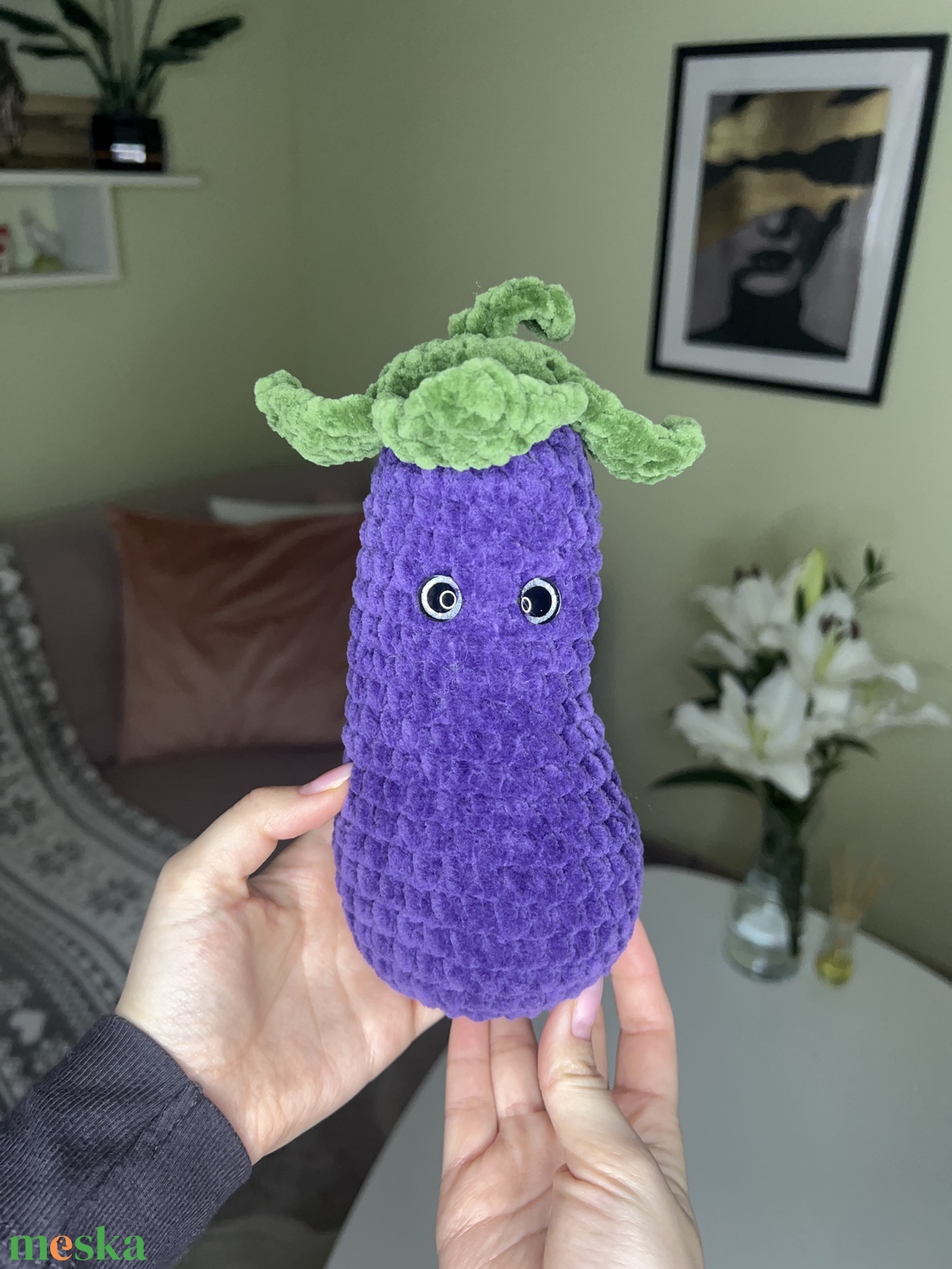 Padlizsán plüss - játék & sport - gyerekkonyha - játék gyümölcsök és zöldségek - Meska.hu