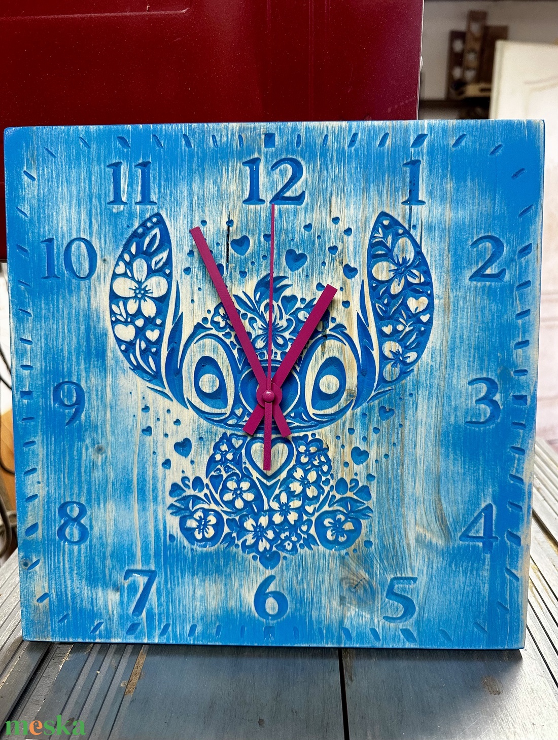 Fali óra Stitch - otthon & életmód - dekoráció - fali és függő dekoráció - falióra & óra - Meska.hu