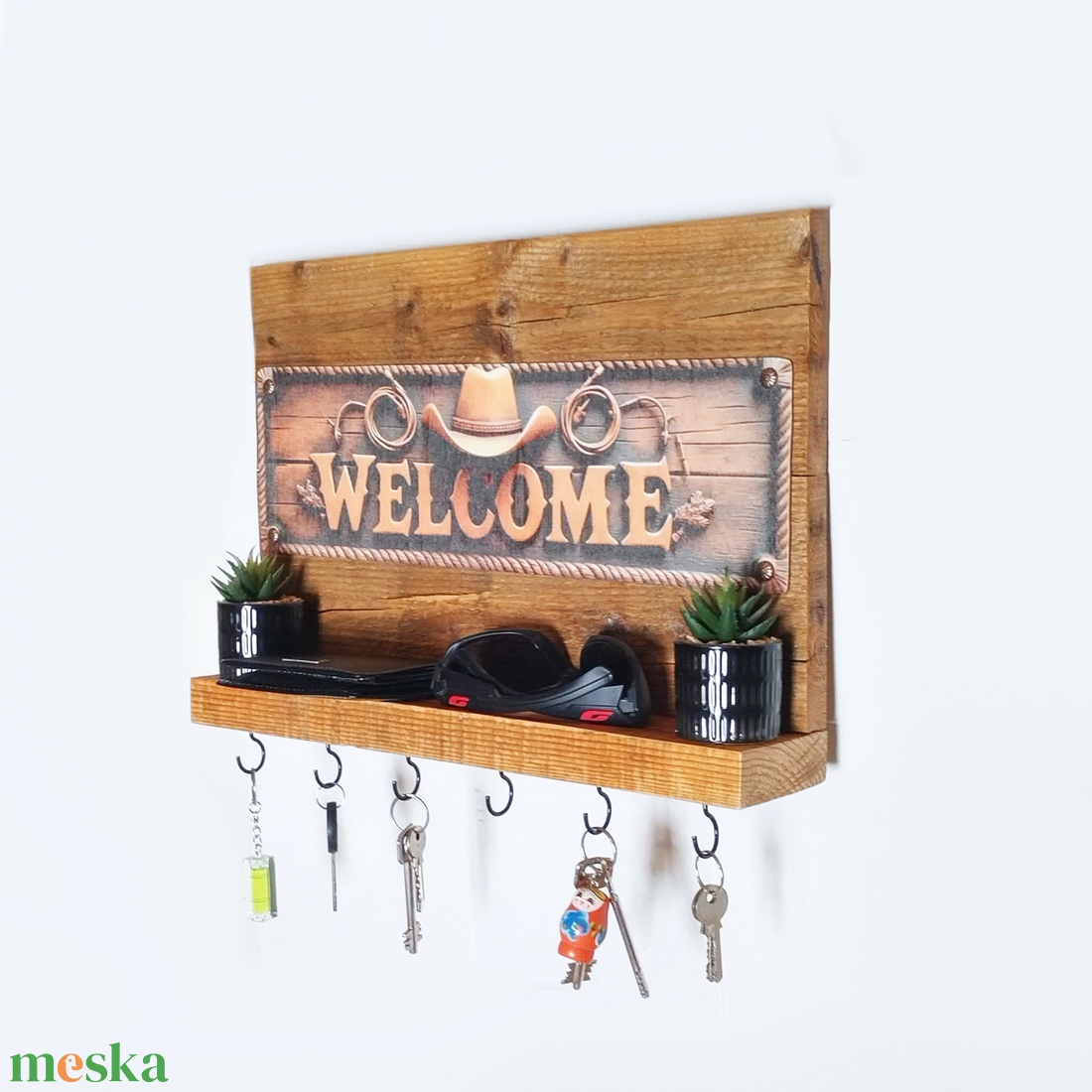 Fali polcos kulcstartó - otthon & életmód - dekoráció - fali és függő dekoráció - fali kulcstartó - Meska.hu