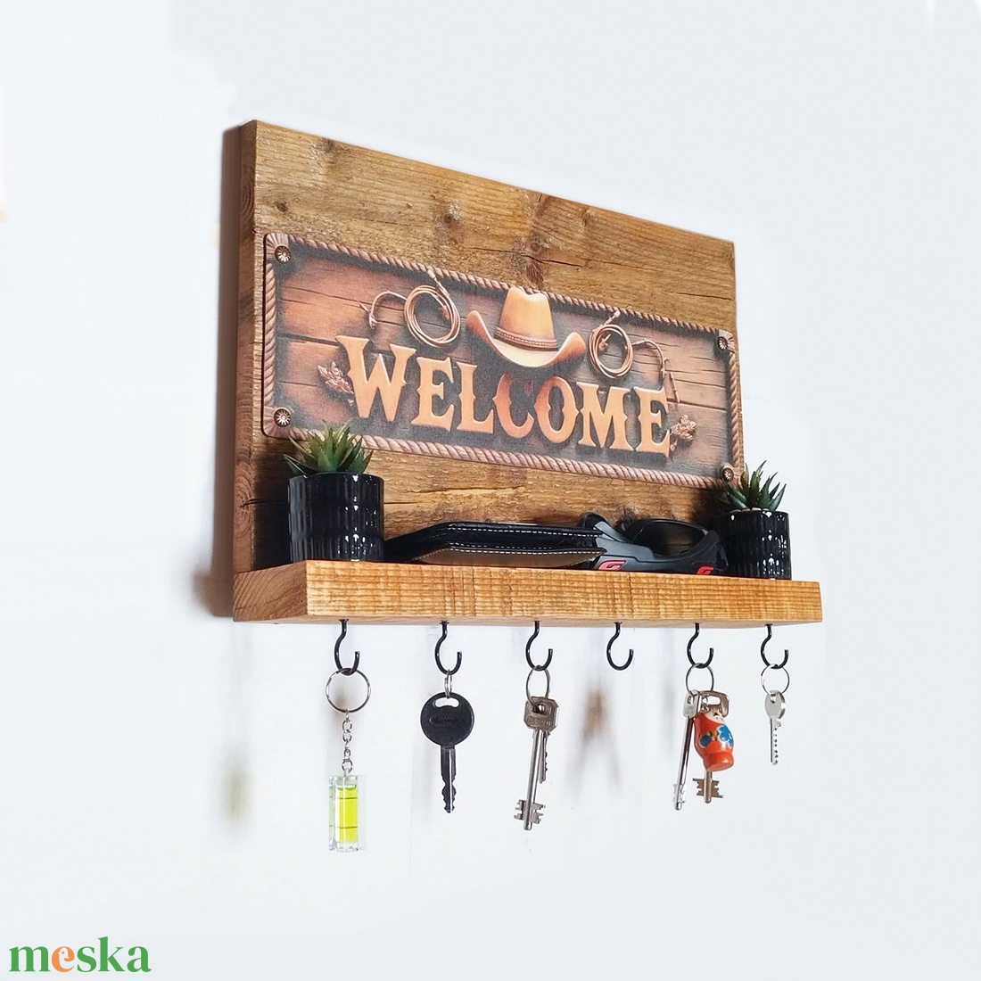 Fali polcos kulcstartó - otthon & életmód - dekoráció - fali és függő dekoráció - fali kulcstartó - Meska.hu
