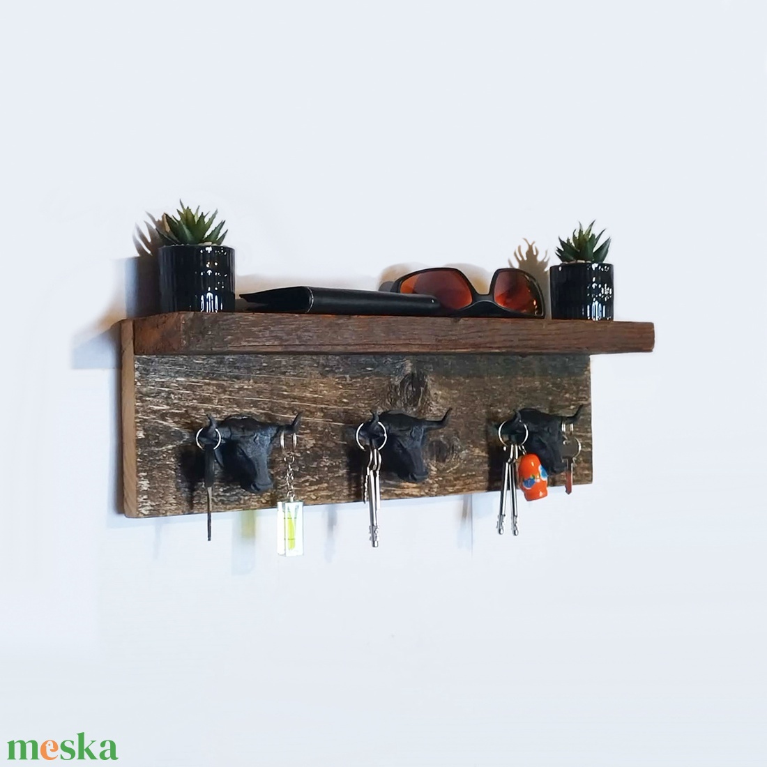 Fali polcos kulcstartó - otthon & életmód - dekoráció - fali és függő dekoráció - fali kulcstartó - Meska.hu