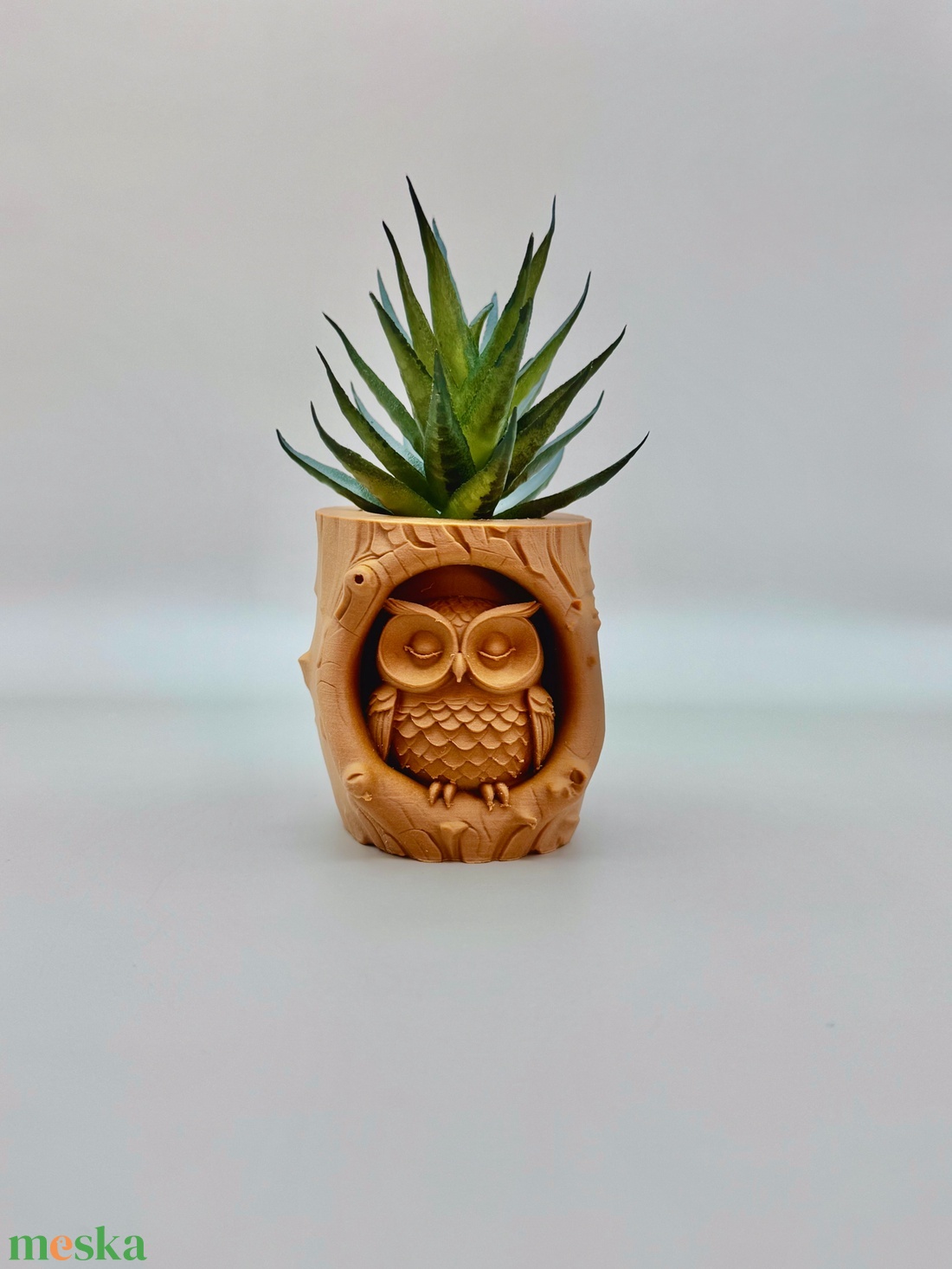 Baglyos kaspó � különleges, faragott fa hatású dekoráció pozsgásokhoz - otthon & életmód - virágdekoráció - virágtartó - kaspó - Meska.hu