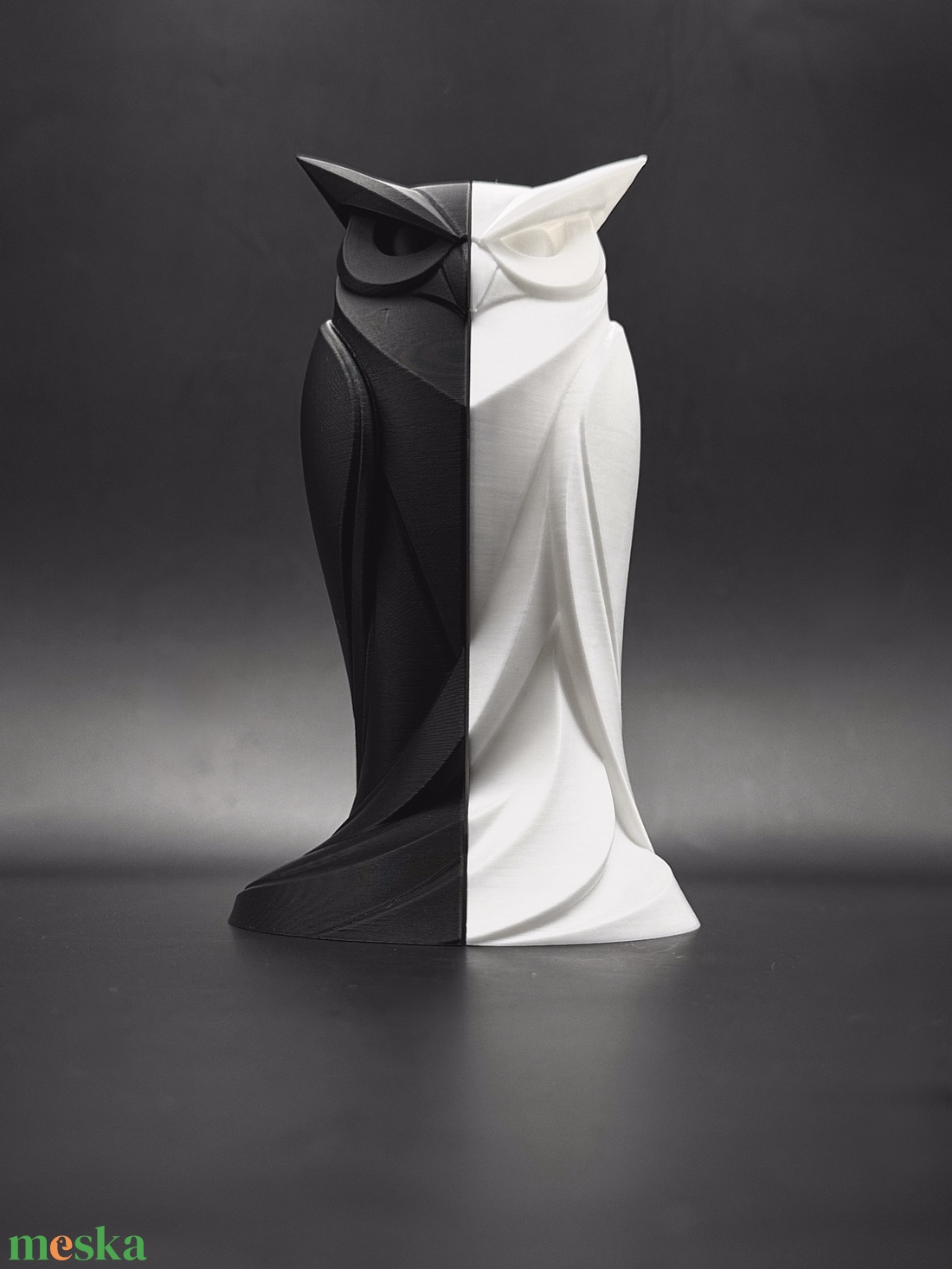 Modern fekete�fehér minimalista bagoly dísz� két részes, illesztett design  - otthon & életmód - dekoráció - asztal és polc dekoráció - asztaldísz - Meska.hu