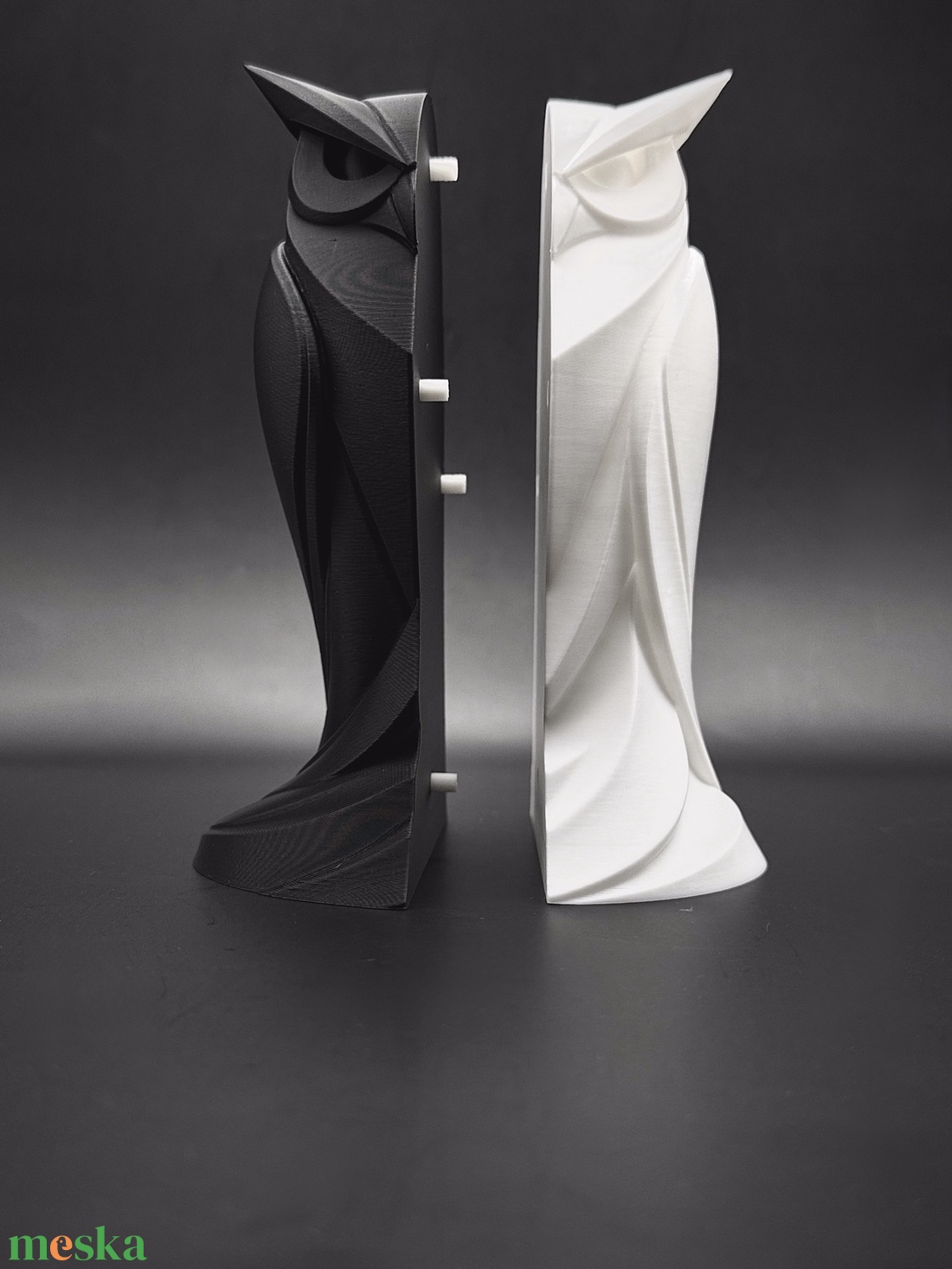 Modern fekete�fehér minimalista bagoly dísz� két részes, illesztett design  - otthon & életmód - dekoráció - asztal és polc dekoráció - asztaldísz - Meska.hu