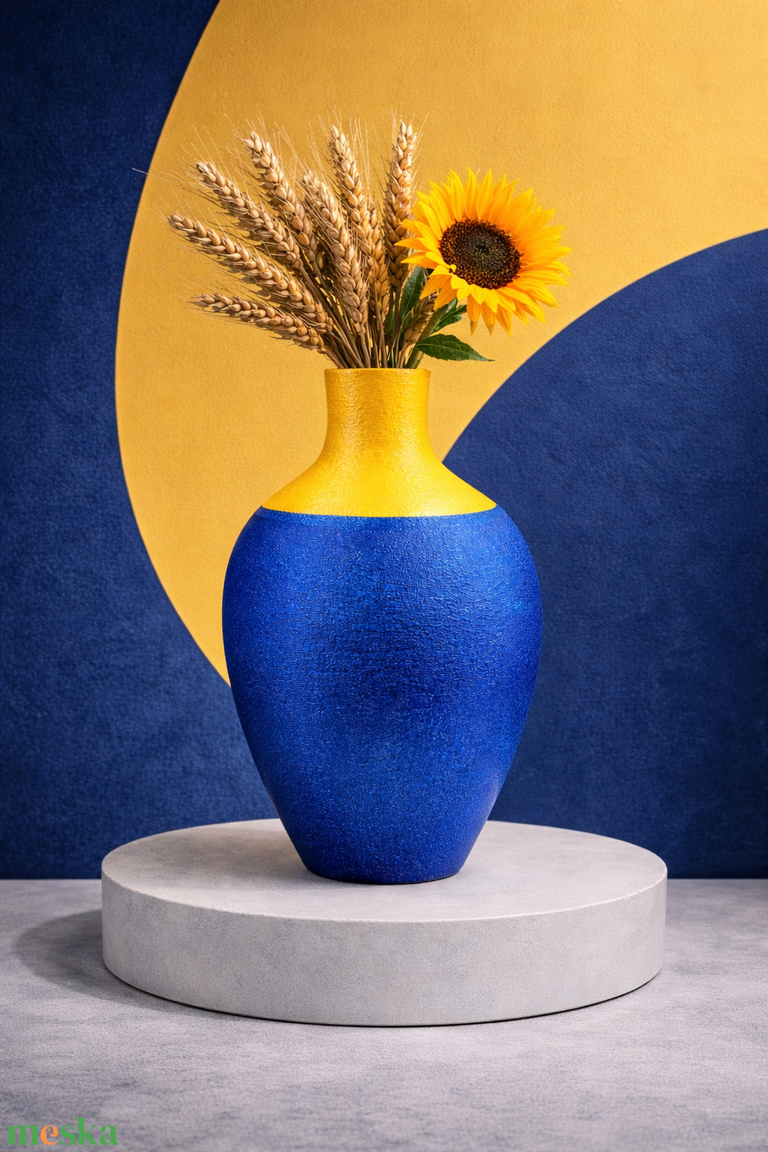 Kétszínű modern váza � kék sárga design dekor, minimalista lakásdekoráció - otthon & életmód - virágdekoráció - virágtartó - váza - Meska.hu