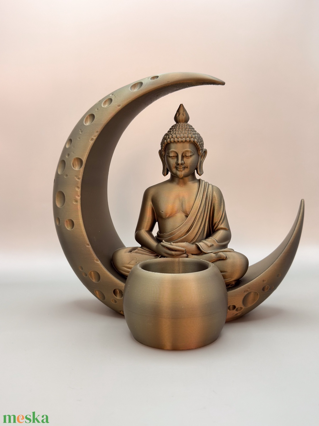 Meditáló Buddha hold mécsestartó � zen hangulat dekoráció - otthon & életmód - dekoráció - spiritualitás - füstölő és füstölőtartó - Meska.hu