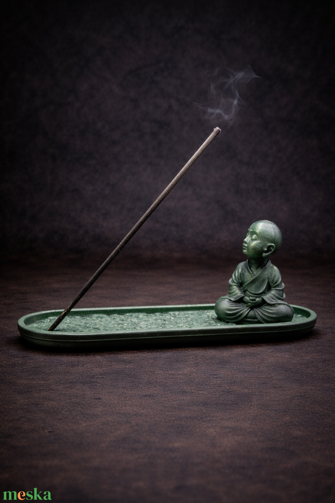 Zen Buddha füstölőtartó � mélyzöld csillogó dísz, meditációs lakásdekor - otthon & életmód - dekoráció - spiritualitás - füstölő és füstölőtartó - Meska.hu