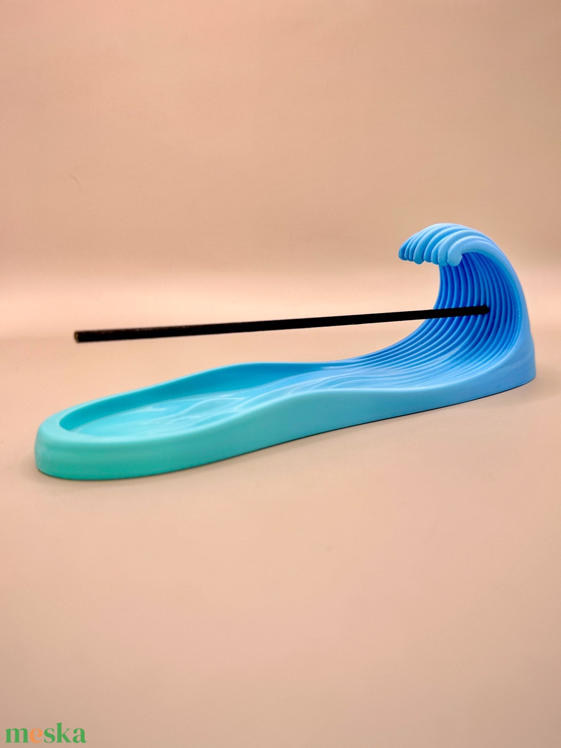 Hullám alakú füstölőtartó � Karibi azúr kék-zöld átmenetes, zen hangulatú dekor - otthon & életmód - dekoráció - spiritualitás - füstölő és füstölőtartó - Meska.hu