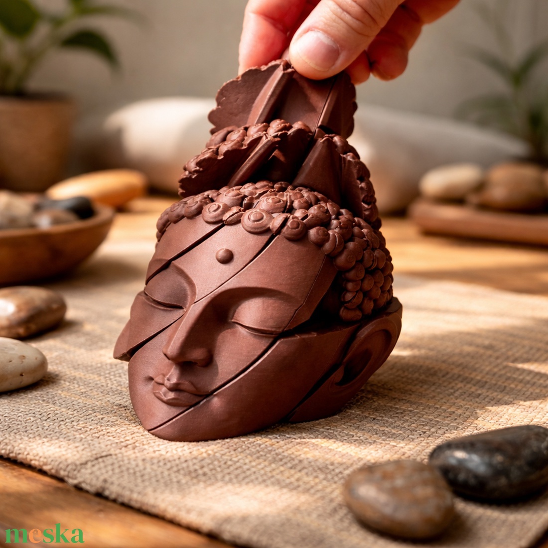 Csavarható Buddha fej � nyugtató fidget szobor, wood PLA (rosewood hatás) - otthon & életmód - dekoráció - dekoratív figurák és szobrok - Meska.hu