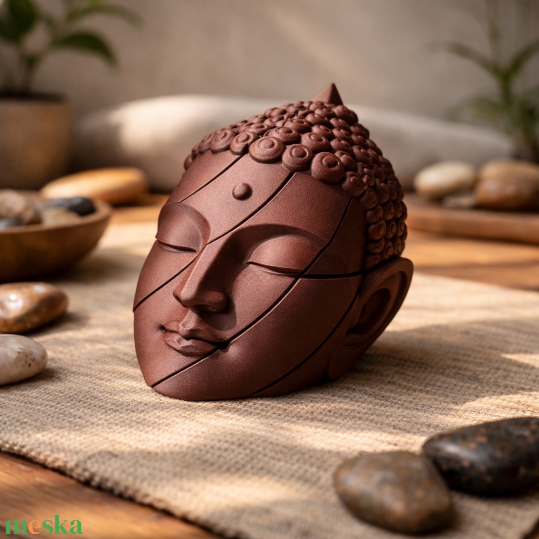 Csavarható Buddha fej � nyugtató fidget szobor, wood PLA (rosewood hatás) - otthon & életmód - dekoráció - dekoratív figurák és szobrok - Meska.hu